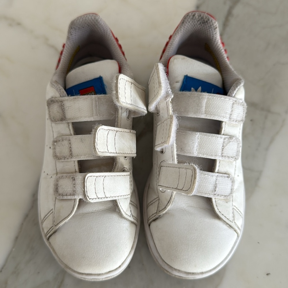 Adidas Kids Stan Smith x Lego White and Red Shoes Size 10.5 - Picture 7 of 8